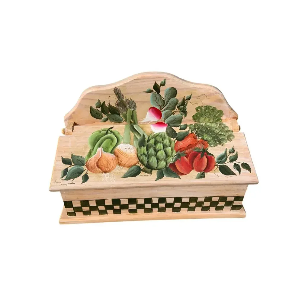 Vintage Hand Painted Vegitables 2 Section Box Signed Jeneane Pike 2000 - Picture 3 of 9